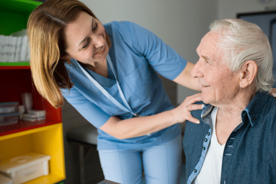 Health expert helping a client